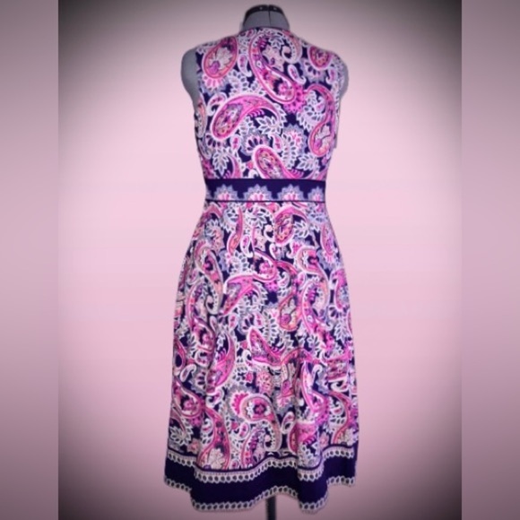 TALBOTS PAISLEY FIT & FLARE DRESS, SZ 4 - Picture 3 of 6